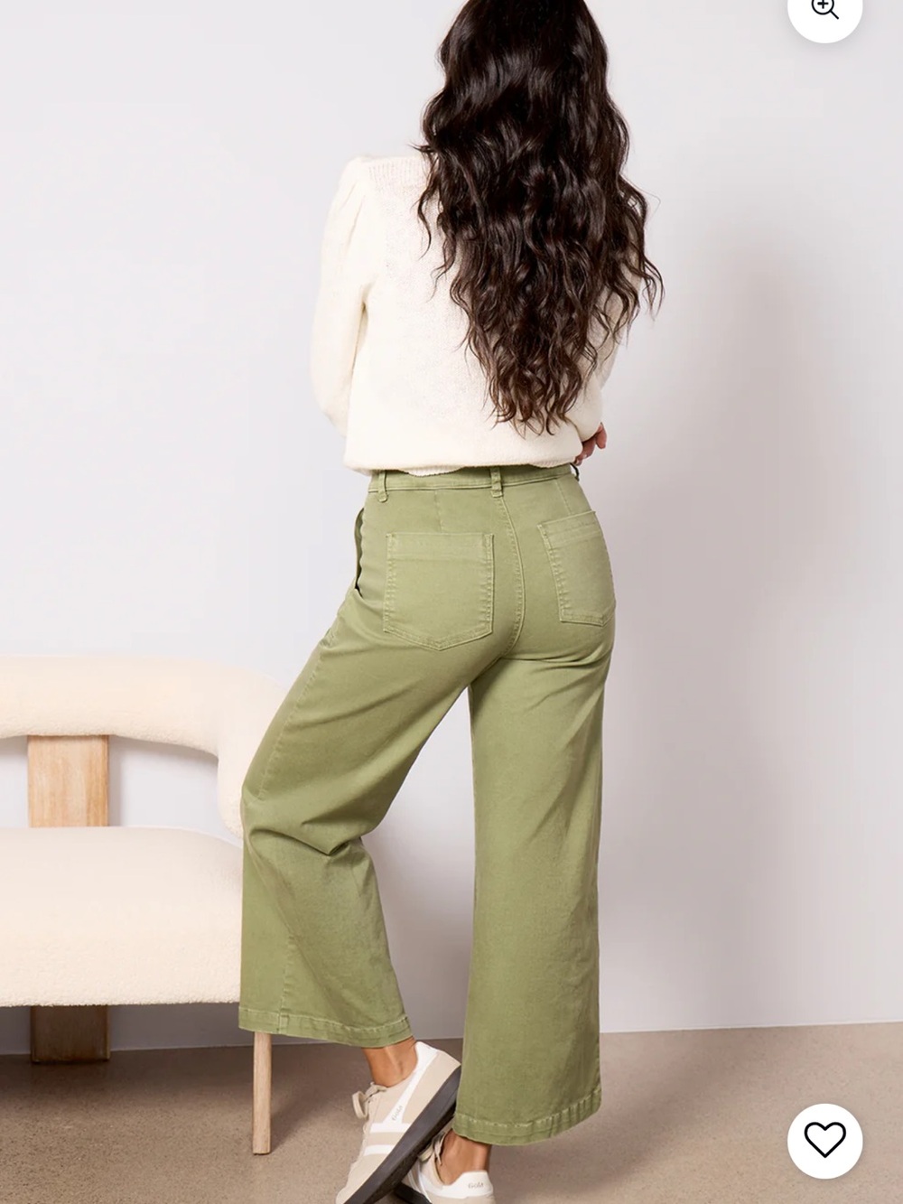 KUT From the Cloth Meg High Rise Wide Leg-Olive Crop Jeans 0 - Picture 3 of 10